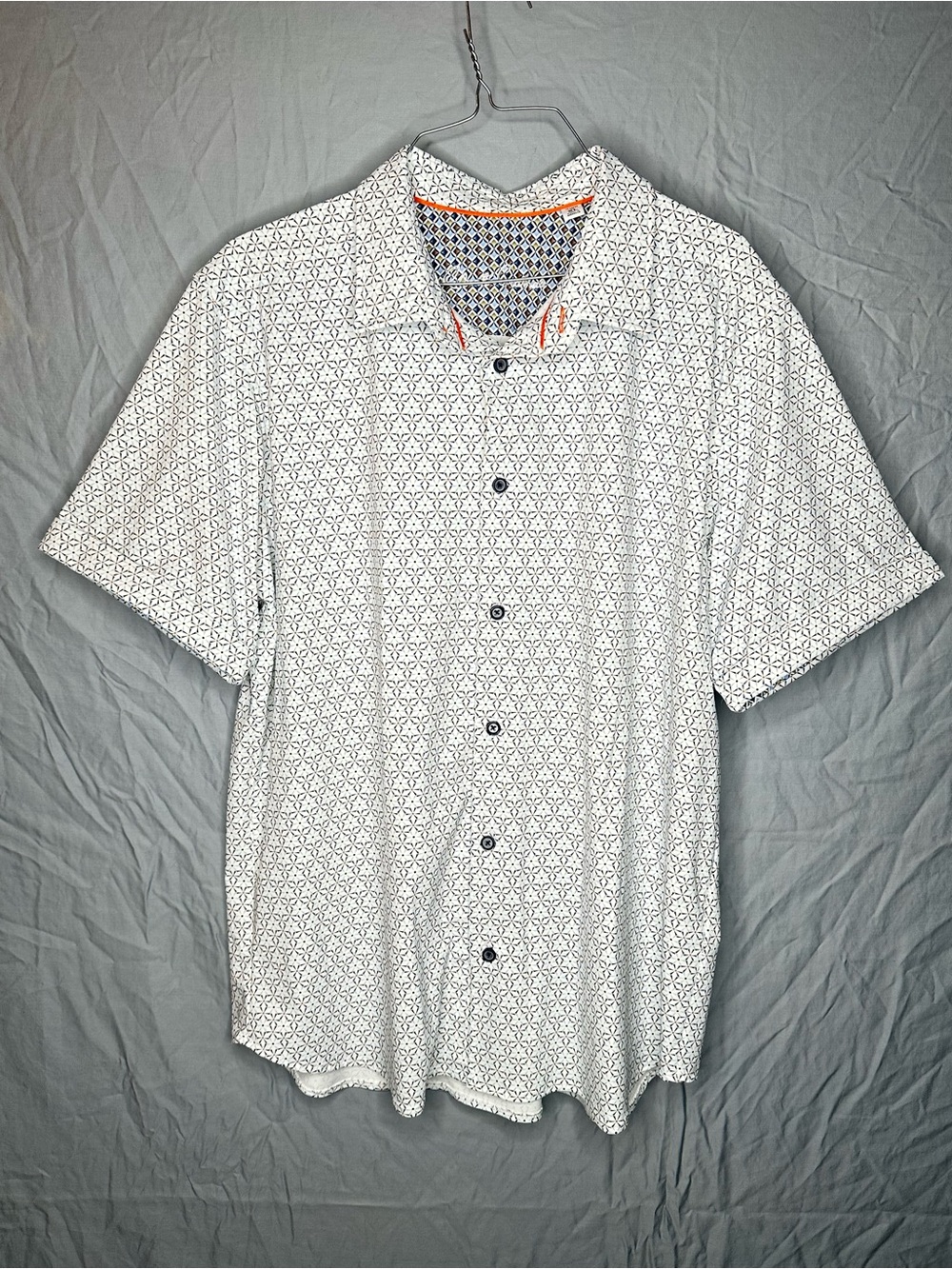 Robert Graham Tailored Fit Geometric Print Stretch Button Up Shirt Men’s XL